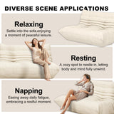 Full Foam Loveseat Sofa,Adults Bean Bag Chairs Floor Couch with Soft Waterproof Fabric,Armless Fireside Lounge Chair for Living Room,Apartment and Office (Whtie) Snug Sofee