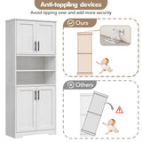 IDEALHOUSE Tall Bathroom Cabinet, Freestanding Bathroom Storage Cabinet with 4 Doors and Adjustable Shelves, 67" Cupboard Modern Storage Cabinet for Kitchen, Pantry, Living Room, Antique White IDEALHOUSE