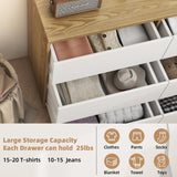 YIGOBUY 6 Drawer Double Dresser, Modern White Wood Chest of Drawers, Wide Natural Wood Dresser for Bedroom, Nursery, Living Room, Large Storage Cabinet YIGOBUY