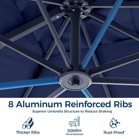 HOMSHADE 10FT Cantilever Patio Umbrellas, 360-Degree Rotation Large Aluminum Outdoor Umbrella, 5-Year Fade Resistance Offset Hanging for Patio Outdoor Pool Deck Garden(Navy) HOMSHADE