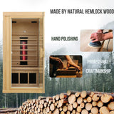 KUNSANA Ceramic Infrared Sauna, 1 Person Infrared Sauna, Hemlock Wood Home Sauna Spa, Far Infrared Sauna Indoor, Low EMF Infrared Saunas for Home with Smart Display, Bluetooth Speaker,1,240 watt KUNSANA