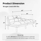 SoarTalent 67” Velvet Futon Sofa Bed Convertible Small Upholstered Couch 2-Seat Loveseat Sleeper with Adjustable Backrest and Armrest for Small Space Apartment,Gaming Room,Office(Black) SoarTalent