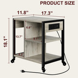 Amyove Printer Stand with Charging Station, Home Office Desktop Printer Stand with Storage, Under Desk Printer Table, 3 Tier Heavy Duty Rolling Printer Cart with Wheels for Small Space, Rustic Grey Amyove