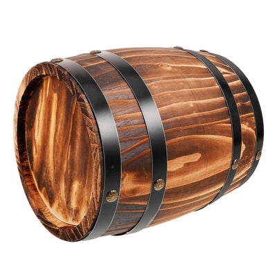 VOSAREA Wood Wine Barrel Decor Vintage Oakes Aging Barrels Decorative Whiskey Barrel Bucket Flower Planter Container Water Wishing Well Pail for Home Kitchen Bar Summer Party Decor