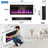 Hocookeper 60 inch Electric Fireplace, Wall Mounted and Recessed Fireplace Linear Fireplace Insert with Remote Control, Adjustable Flame Colors, Timer,750w/1500w, Black Hocookeper
