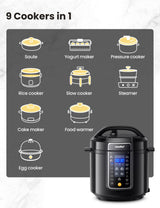 COMFEE’ 9-in-1 Electric Pressure Cooker 13 Presets Instant Multi Cooker Olla de Presion Slow Cooker Rice Cooker Steamer Sauté Yogurt Maker Non-Stick Pot 6 Quart Black, Aluminum COMFEE'