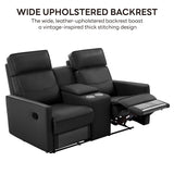 LIKIMIO 62.2" Loveseat Recliner Sofa with Console/Cup Holders, Wall Hugger Faux Leather Chair/RV Double Theater Seats/RV Furniture, Black LIKIMIO