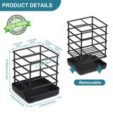 Toothbrush Holders for Bathrooms, Stainless Steel Bathroom Toothbrush Holder Kids Electric Tooth Brushing Holder Stand and Toothpaste Holder for Bathroom Accessories Organizer with Tray, Black (Small) Chintu