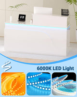 Reception Desk with Counter, Solid Wood Front Desk, Modern Reception Counter Retail Checkout Counter for Home Office, Salon, Lobby Gguileb