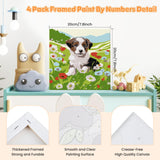 4 Pack Paint by Numbers Kits for Kids with Wooden Frame-Cartoon Animal Painting by Numbers for Kids Adults Beginners, Easy Paint by Numbers Kit Crafts for Kid Paint by Number for Wall Decor(8X8inch) Genius maker