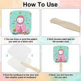 LOTMER 150 Pcs Church Fans Handheld Set, 100 Sheet Double Sided Paper Church Fans with 50 Pcs Wavy Wooden Sticks, Double Sided Paper Church Fans for DIY Crafting Painting (6.5X7.25in) LOTMER