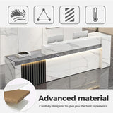 Nuipesn Reception Desk, Front Desk Reception Counter with Shelf & Lockable Drawers,Reception Table with Private Panels for Office,Beauty Salon (Gray Grain + White/Right, 59" L*24" W*39" H) Nuipesn