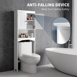 Bealife Over The Toilet Storage Cabinet with Open Shelf, Organizer with Adjustable Shelf and Double Doors,Over The Toilet Storage Shelf Free Standing- White Bealife