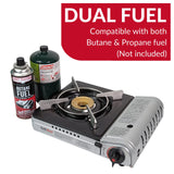 Grill Boss Dual Fuel Portable Stove, 12K BTU Camp Stove, Butane & Propane Portable Camping Stove, Portable Stove Dual Fuel Butane and Propane Stove for Emergency, Cooking, Hiking, Backpacking -90057 Chef Master