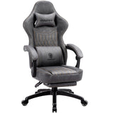 Dowinx Gaming Chair Breathable PU Leather Gamer Chair with Pocket Spring Cushion, Ergonomic Computer Chair with Massage Lumbar Support,Adjustable Swivel Task Chair with Footrest(Gray) Dowinx