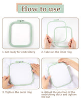 Pllieay 5 Pieces 5 Sizes Square Embroidery Hoops, ABS Plastic Embroidery Hoops for DIY Embroidery Craft Pllieay