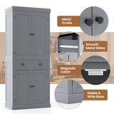 Giantex Pantry Organizers and Storage, 72" Tall Kitchen Cabinet with 2-Door Cabinets & Drawer, Buffet Sideboard w/Adjustable Shelves, Wooden Freestanding Cupboard for Dining Room Living Room (Grey) Giantex