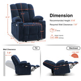 MCombo Zero Gravity Power Recliner Chair with Heat and Vibration Massage, Reclining Chair with USB & Type C Ports, Cup Holders for Living Room, Fabric 8015 (Navy Blue) MCombo