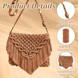 INFUNLY DIY Macrame Bag Kit for Adults Beginners Macrame Handmade Woven Bags with Tassels Bohemian Knotting Handbag Macrame Kit Crochet Bag Kit with Video Instruction for Women Holiday Beach Decor INFUNLY