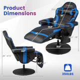 TOMANOR Gaming Recliner Adjustable Massage Gaming Chair with Cup Holder Footrest Ergonomic Single Sofa Living Room Home Theater Seating with Side Pouch, Blue TOMANOR