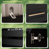 Mekminop 4-Piece Wall Unit TV Stand with LED Lights for TVs up to 70", Large Entertainment Center with Bookshelves & Bridge, Modern TV Console for Living Room, Black Mekminop