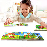 SANNIX 12 Pack Jigsaw Puzzles for Toddlers Wooden Animals Jigsaw Puzzles 9 pcs with 12 Organize Bags for Kids Ages 2 3 4 5 Preschool Educational Puzzles Learning Travel Toys for Boys and Girls SANNIX