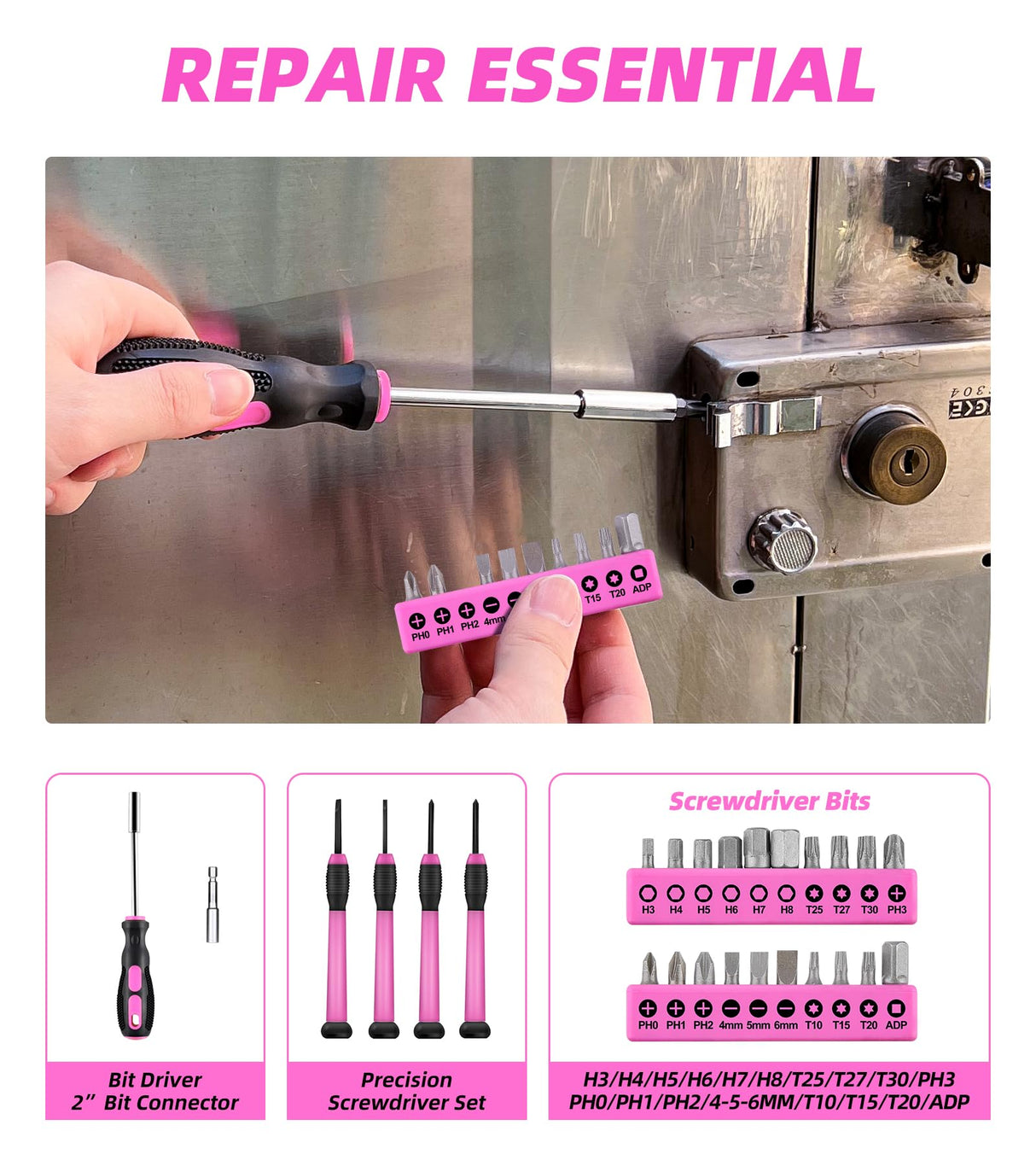 DIFFLIFE Tool Set Pink-40 Piece - General Household Hand Tool Kit with Plastic Toolbox Storage Case(Pink) DIFFLIFE