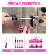 DIFFLIFE Tool Set Pink-40 Piece - General Household Hand Tool Kit with Plastic Toolbox Storage Case(Pink) DIFFLIFE