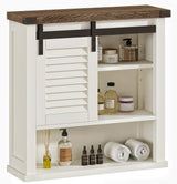 ChooChoo Bathroom Wall Cabinet, Medicine Cabinets for Bathroom with Sliding Barn Door, Decorative Farmhouse Wall Cabinet with Adjustable Shelves Space Saver, Farmhouse White ChooChoo