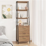 BOTLOG Industrial Ladder Bookshelf with 3 Fabric Storage Drawers, 4-Tier Bookcase, Display Standing Shelf Unit Storage Organizer for Living Room, Entryway, Office, Rustic Brown BOTLOG