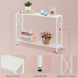 Tajsoon Console Table 41.8”, 2-Tier Entryway Table Narrow Sofa Table with Shelves, Entrance Table with Stable X-Frame, for Entryway, Hallway, Living Room, Foyer, Corridor, Office, White Tajsoon