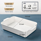 Casserole Dishes for Oven, Ceramic Baking Dish 9x13,4.2 Quarts Casserole Dish with Handles,2 Pack Lasagna Pan Deep Baking Pan Set Bakeware Oven Safe Baking Dishes for Oven,Lasagna,Wedding Gift, White Dizada