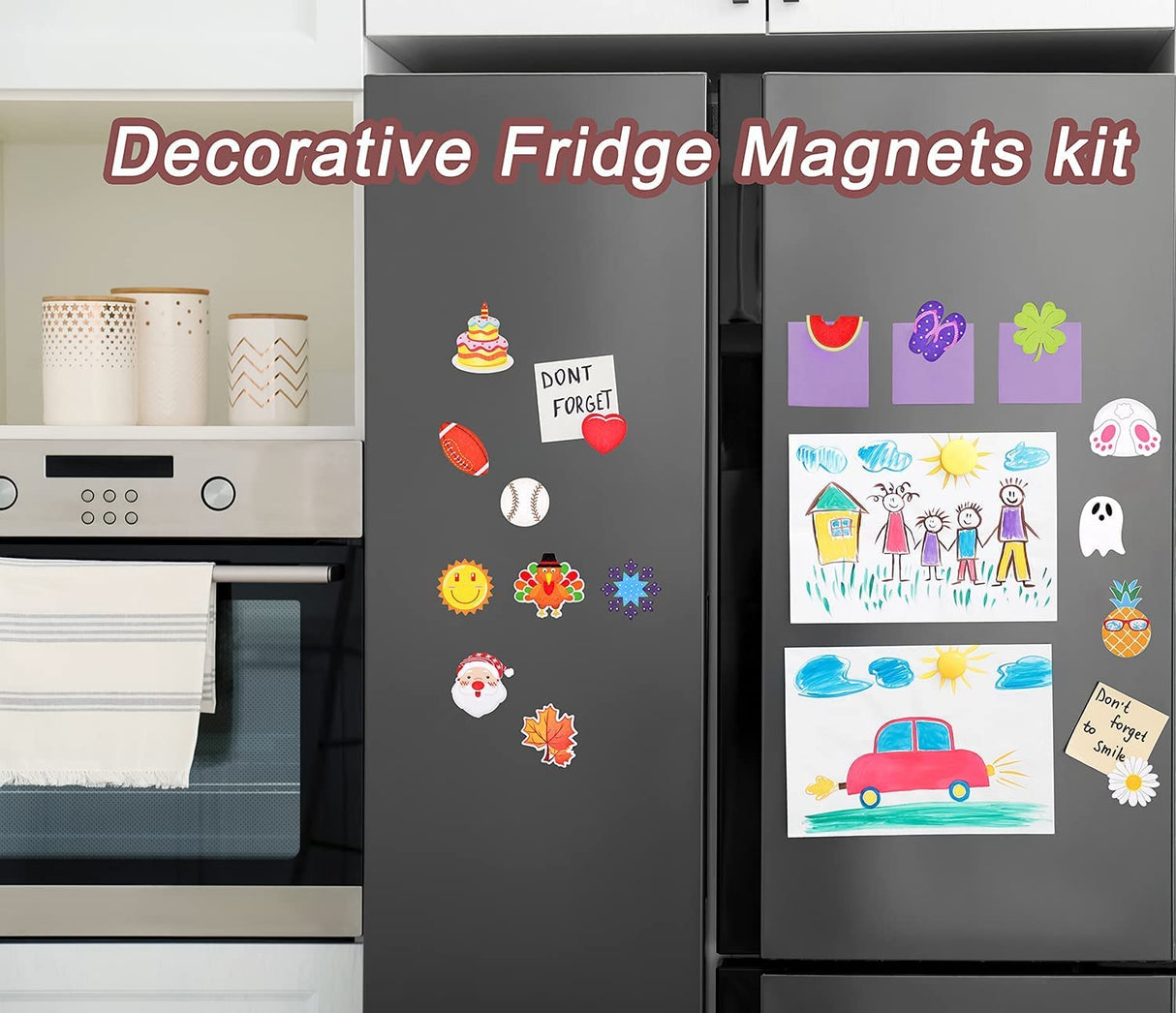 Interchangeable Welcome Home Sign, Seasonal Front Porch Door Decor With 21 Changeable Seasonal Icons for Halloween/Christmas/Independence Day, Rustic Wood Wreaths for Housewarming Gift (12") (Black) KIDNEAR