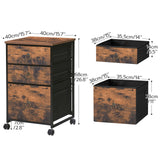 HOOBRO 3-Drawer Mobile File Cabinet, Vertical Filing Cabinet, Office Cabinet, Filing Cabinet for Home Office, Rolling Printer Stand, A4/Letter-Sized, Nonwovens Drawer, Rustic Brown BF30WJ01 HOOBRO