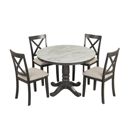 Kitchen Dining Table Set for 4, 5 Pieces Dining Table and Chairs Set for 4 Persons, Kitchen Room Solid Wood Table with 4 Chairs - WoodArtSupply