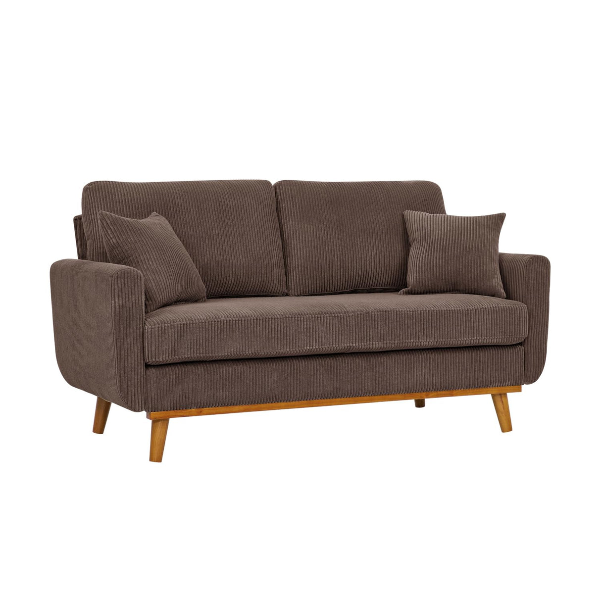 YHUBHSIS 65" Loveseat Sofa Brown Corduroy Couch, Modern 2 Seater Couch, 22.5" Deep Seat Small Couches for Living Room Bedroom Office (Brown) YHUBHSIS