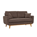 YHUBHSIS 65" Loveseat Sofa Brown Corduroy Couch, Modern 2 Seater Couch, 22.5" Deep Seat Small Couches for Living Room Bedroom Office (Brown) YHUBHSIS