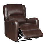 Lexicon Manual Recliner Chair, Reclining Sofa Chair, Home Theater Seating, Wall Hugger, Manual Recliner for Living Room/Office/Apartment, Easy Assembly, Brown Faux Leather Lexicon