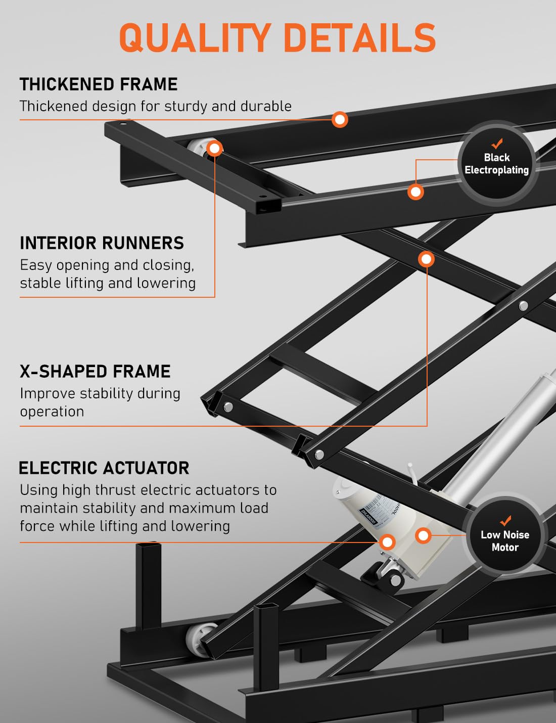 DIHOOL Electric Scissor Lift Table 140LB Load, 265-1270MM Height Adjustable Lifting Platform DIHOOL