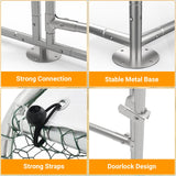 Large Metal Chicken Coop, Chicken Run with Cover, Walk-in Poultry Cage for Yard Outdoor Duck Rabbit Cage Hipicute