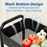 MWQ Heavy Duty Rolling Cart, Mesh Utility Storage Cart with Lockable Wheels for Kitchen, Bathroom, Office, 3-Tier Metal, Black MWQ