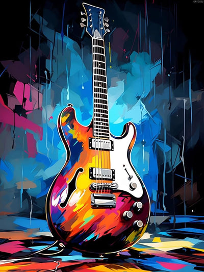 KAYEIUU 5D Guitar Diamond Art Painting Kits for Adults, Color Guitar Art Diamond Dots Paintings for Beginners Home Wall Decor Gifts 12x16 inch