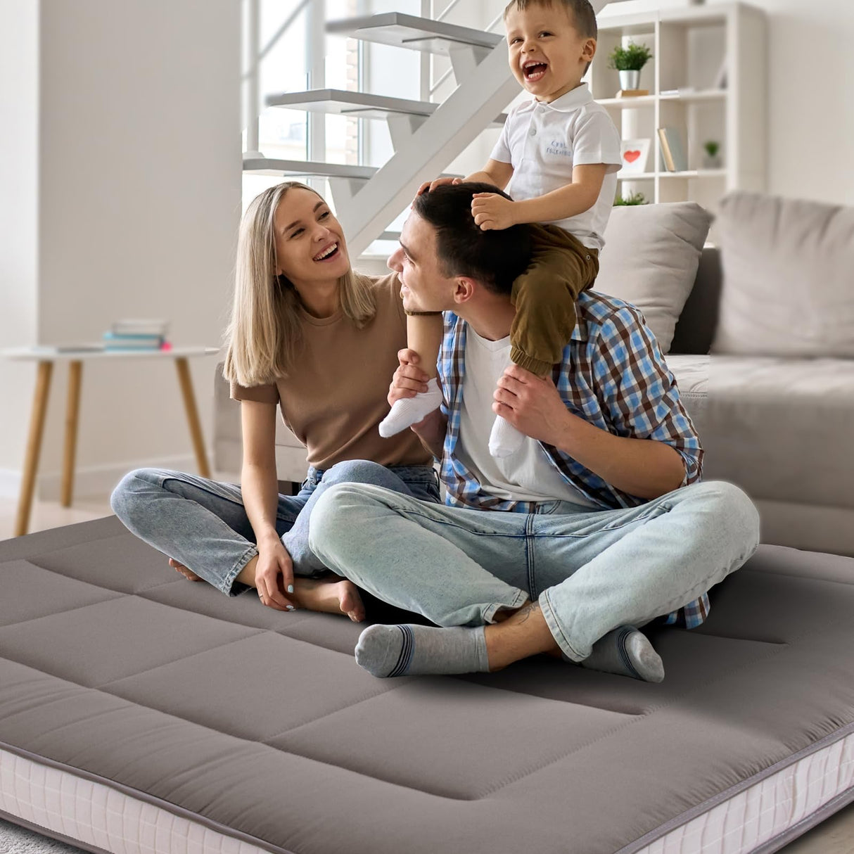 MAXYOYO 6" Extra Thick Floor Futon Mattress, Foldable Mattress Tatami Pad Floor Mattress for Adults Floor Bed Roll Up Mattress Guest Mattress, Dark Grey, Queen MAXYOYO