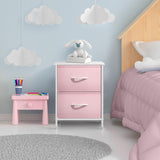 Sorbus Nightstand with 2 Drawers - Kids Bedside Furniture End Table Night Stand - Steel Frame, Wood Top & Easy Pull Fabric Bins - Dresser & Chest for Home, Bedroom Accessories, Office & College Dorm Sorbus