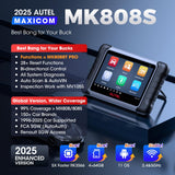 Autel Scanner MaxiCOM MK808S: 2025 Bidirectional Tool as MK808BT Pro MX808S M808Z, Function as MaxiCheck MX900, 28+ Service, Active Test, All System Diagnose, Injector Coding, FCA Autoauth Android 11 Autel