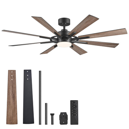 VONLUCE Ceiling Fans with Lights, 60 Inch Ceiling Fan and Remote, 3CCT, 6 Speeds Reversible Quiet DC Motor, Ceiling Fan for Living Room Farmhouse Bedroom Kitchen Patio Indoor, Black