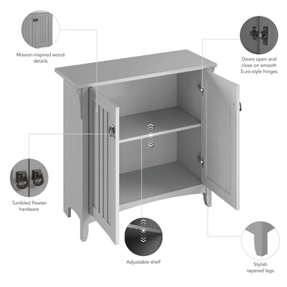 Bush Furniture Salinas Small Storage Cabinet with Doors and Shelves in Cape Cod Gray, 2 Door Accent Chest for Home Office, Living Room, Entryway - WoodArtSupply