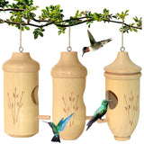 Hummingbird House - Natural Wooden Hummingbird Houses for Outside Hanging, Gardening Gifts Home Decoration 3 Packs OROGHT
