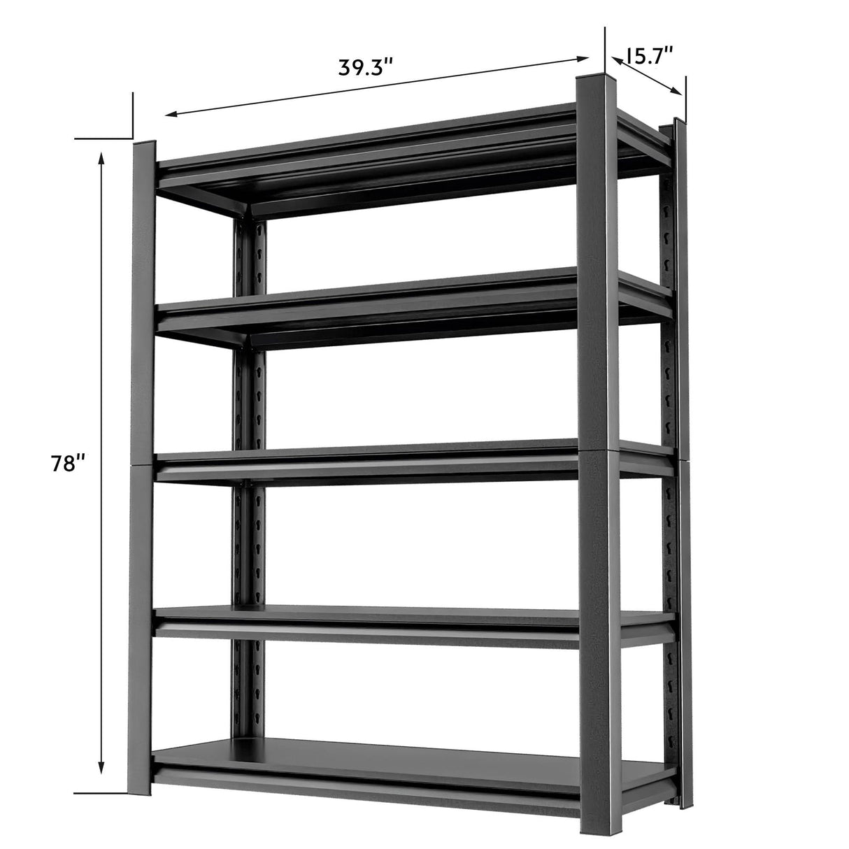 OLLRRACT Metal Garage Shelving Unit, 5 Tier Heavy Duty Storage Shelf, Utility, and Industrial Use - Durable Metal Storage Rack Shelving, Garage Storage Shelf Organizer 16" D x40 W x78 H OLLRRACT
