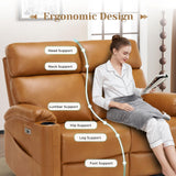 PALLOME Power Recliner Loveseat, Electric Reclining Sofa with USB & Type-C Ports, Wall Hugger Recliner with Extended Footrest, Loveseat Couch for Living Room, RV (Brown) PALLOME